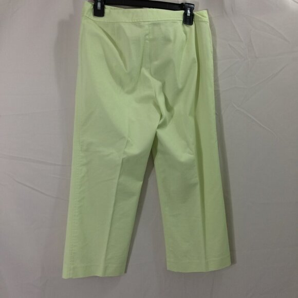 Ann Taylor Cropped Capri Pants Light Lime Slit Pockets Cotton Stretch Size 6 - Picture 3 of 4